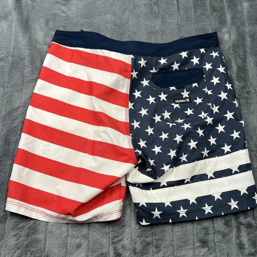 Hurley Board Shorts Mens 32 Multicolor American Flag Patriotic Swim Trunks